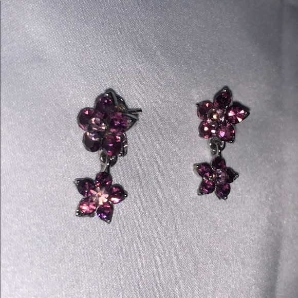 Purple Floral Stones Jewelry Set - Picture 5 of 6